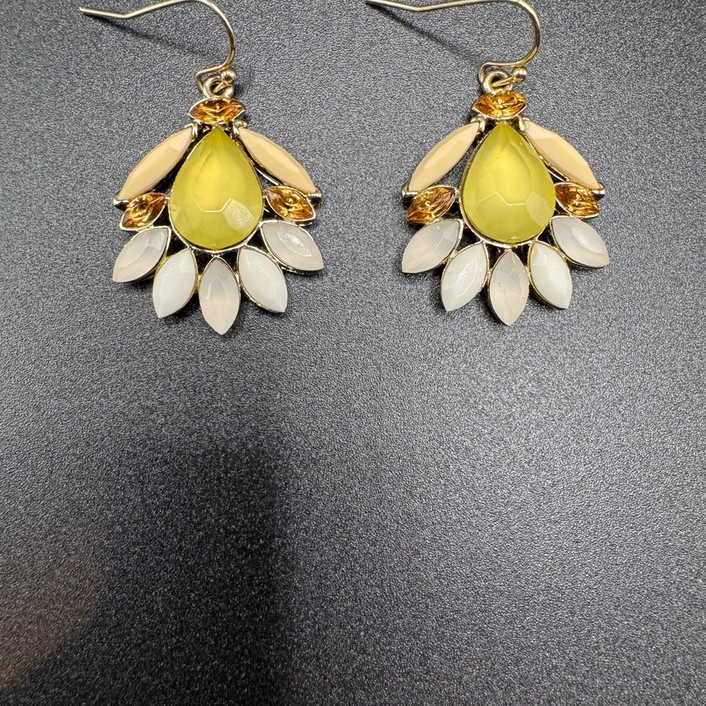 Elegant Yellow and Gold Teardrop Earrings